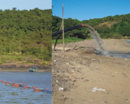 retirada de material do leito do rio